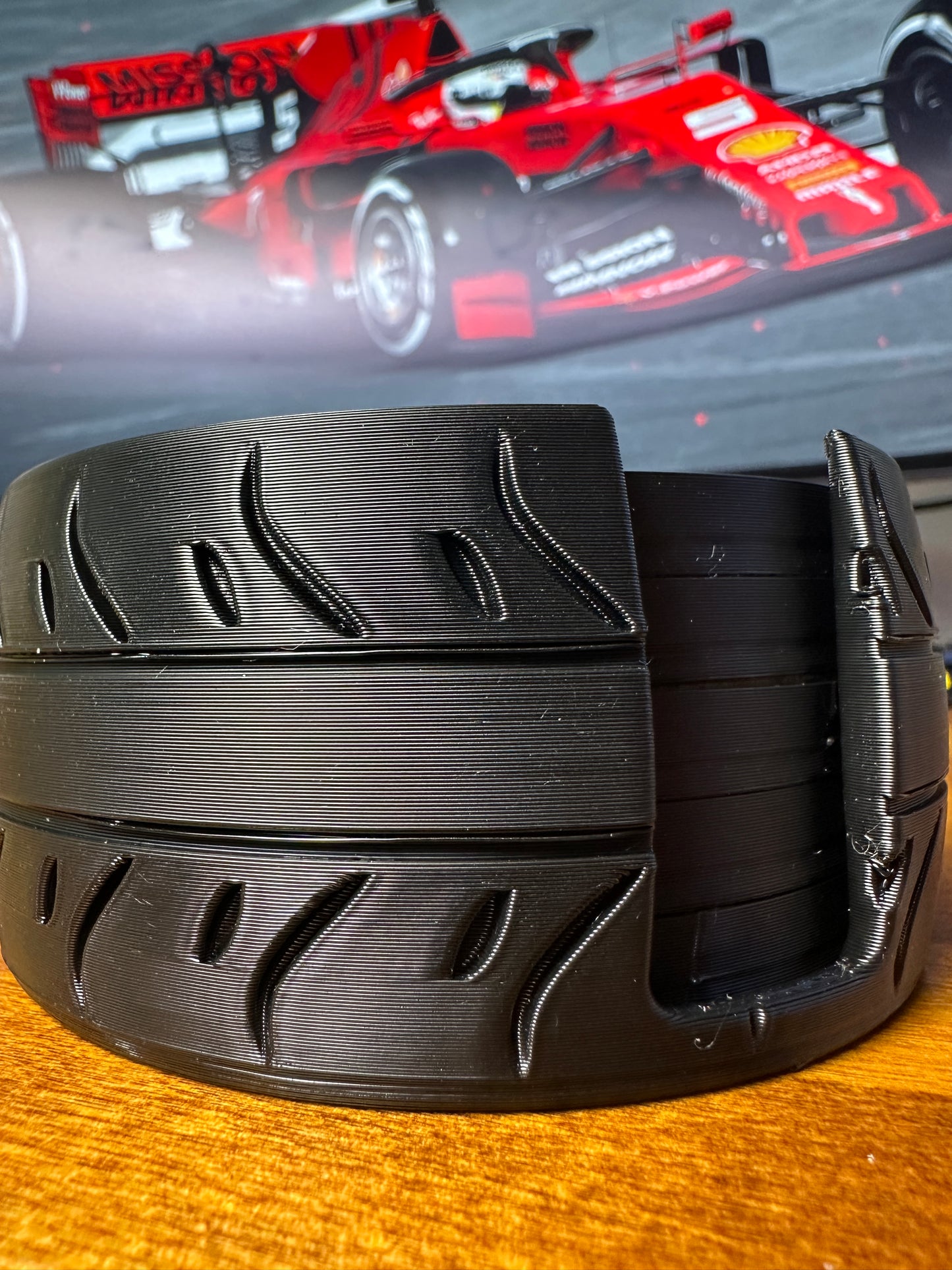 F1 Tire Coasters with Tire Coaster Holder (Posavasos de F1)